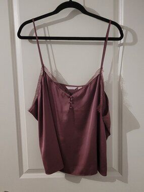 2X Eyelash Lace Trim Satin Cami